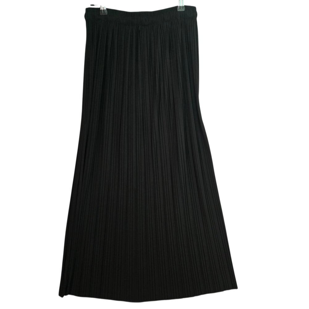 Goth Black Pleated Maxi Skirt Small Accordion Pleat Long Skirt Dressy Minimal - Picture 3 of 8